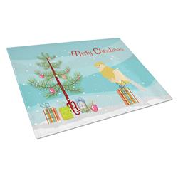 French Curly Canary Merry Christmas Glass Cutting Board - Large