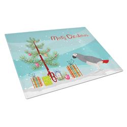 African Grey Parrot Merry Christmas Glass Cutting Board - Large