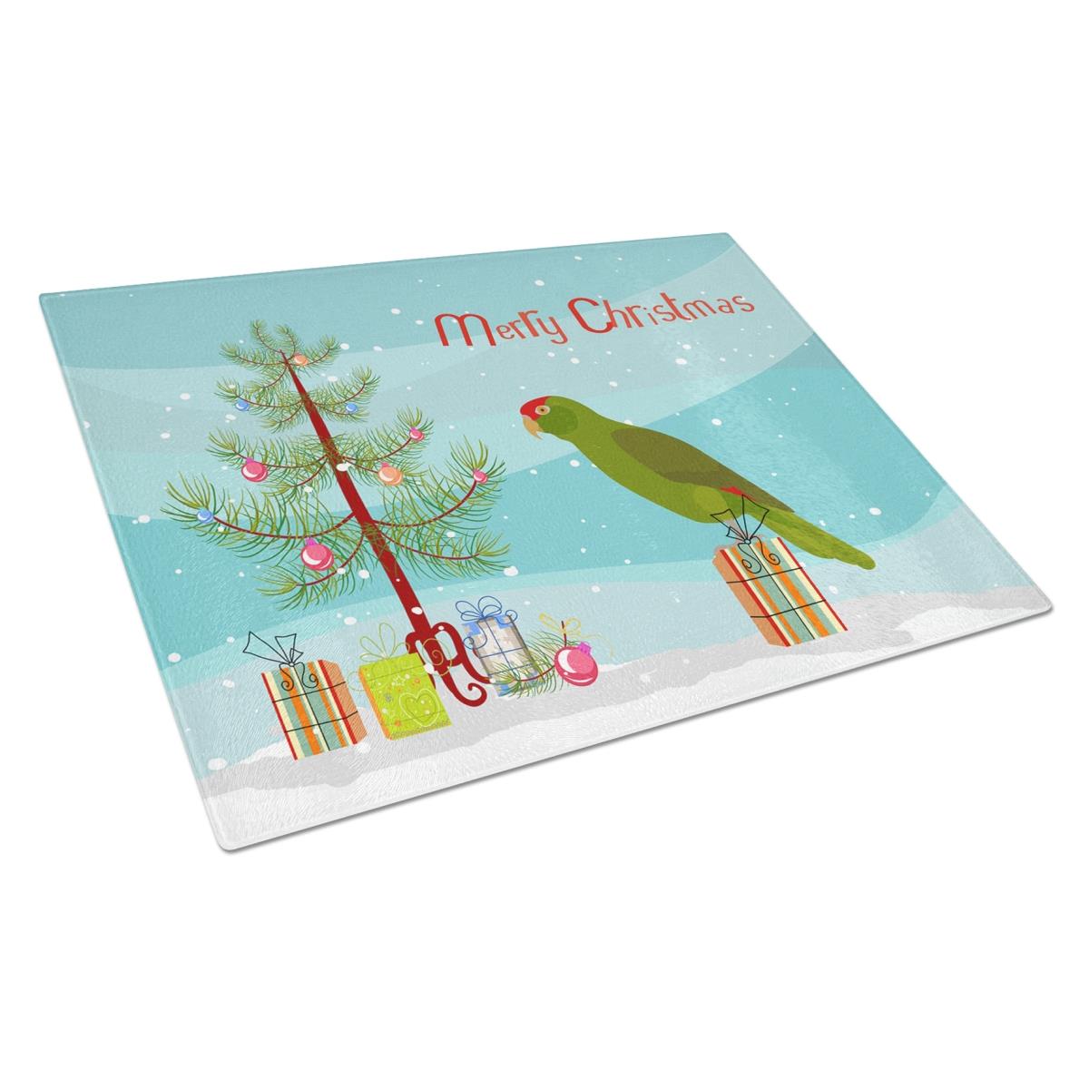 CK4496LCB Amazon Parrot Merry Christmas Glass Cutting Board - Large