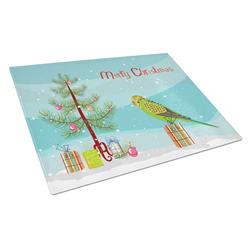 Budgerigar Merry Christmas Glass Cutting Board - Large