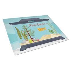 Bubble Eyed Goldfish Merry Christmas Glass Cutting Board - Large