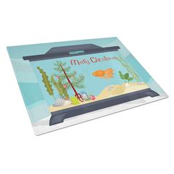 Celestial Eye Goldfish Merry Christmas Glass Cutting Board - Large