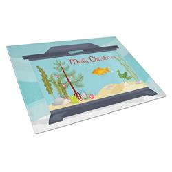 Goldfish Common Merry Christmas Glass Cutting Board - Large