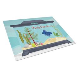 Picture of Carolines Treasures CK4520LCB Veiltail Goldfish Merry Christmas Glass Cutting Board - Large