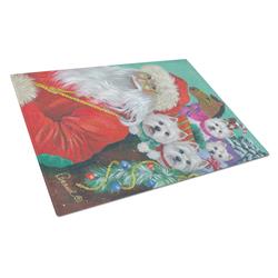 Westie Christmas Santas Westies Glass Cutting Board - Large