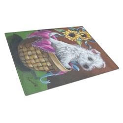 Westie Zoe & Sunflowers Glass Cutting Board - Large