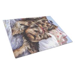 Yorkie Bed Bugs Glass Cutting Board - Large