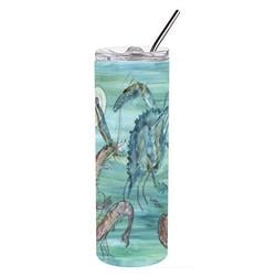 Picture of Carolines Treasures SC2031TBL20 20 oz Crab&#44; Shrimp & Oysters Double Walled Stainless Steel Skinny Tumbler