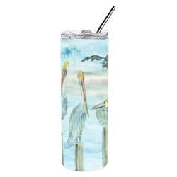 Picture of Carolines Treasures SC2035TBL20 20 oz Pelicans in Blue Double Walled Stainless Steel Skinny Tumbler