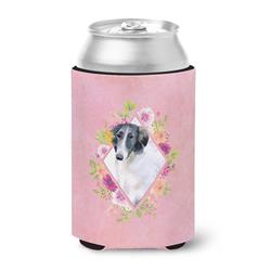 Borzoi Pink Flowers Can or Bottle Hugger