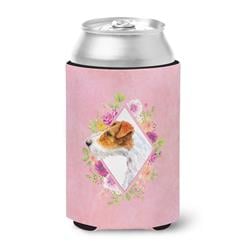 Jack Russell Terrier No.2 Pink Flowers Can or Bottle Hugger