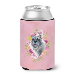 Schnauzer Pink Flowers Can or Bottle Hugger