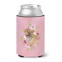 Shar Pei Pink Flowers Can or Bottle Hugger