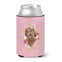 Labradoodle Pink Flowers Can or Bottle Hugger