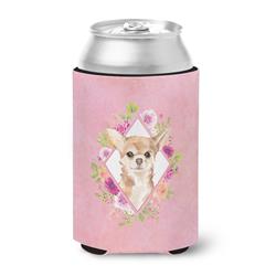 Chihuahua Pink Flowers Can or Bottle Hugger