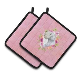 CK4180PTHD 7.5 x 7.5 in. Sealyham Terrier Pink Flowers Pair of Pot Holders