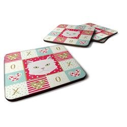 3.5 x 3.5 in. Asian Semi Longhaired Cat Love Foam Coaster - Set of 4
