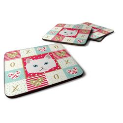 3.5 x 3.5 in. Napoleon Cat Love Foam Coaster - Set of 4