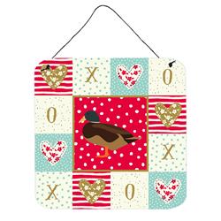 6 x 6 in. Silver Bantam Duck Love Wall or Door Hanging Prints