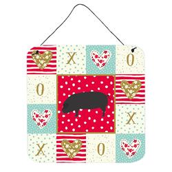 6 x 6 in. Devon Large Black Pig Love Wall or Door Hanging Prints