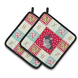 CK5420PTHD 7.5 x 7.5 in. Black Velvet Chinchilla Love Pair of Pot Holders