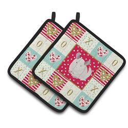 7.5 x 7.5 in. White Dominant Chinchilla Love Pair of Pot Holders