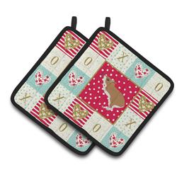 7.5 x 7.5 in. White Legged Hamster Love Pair of Pot Holders