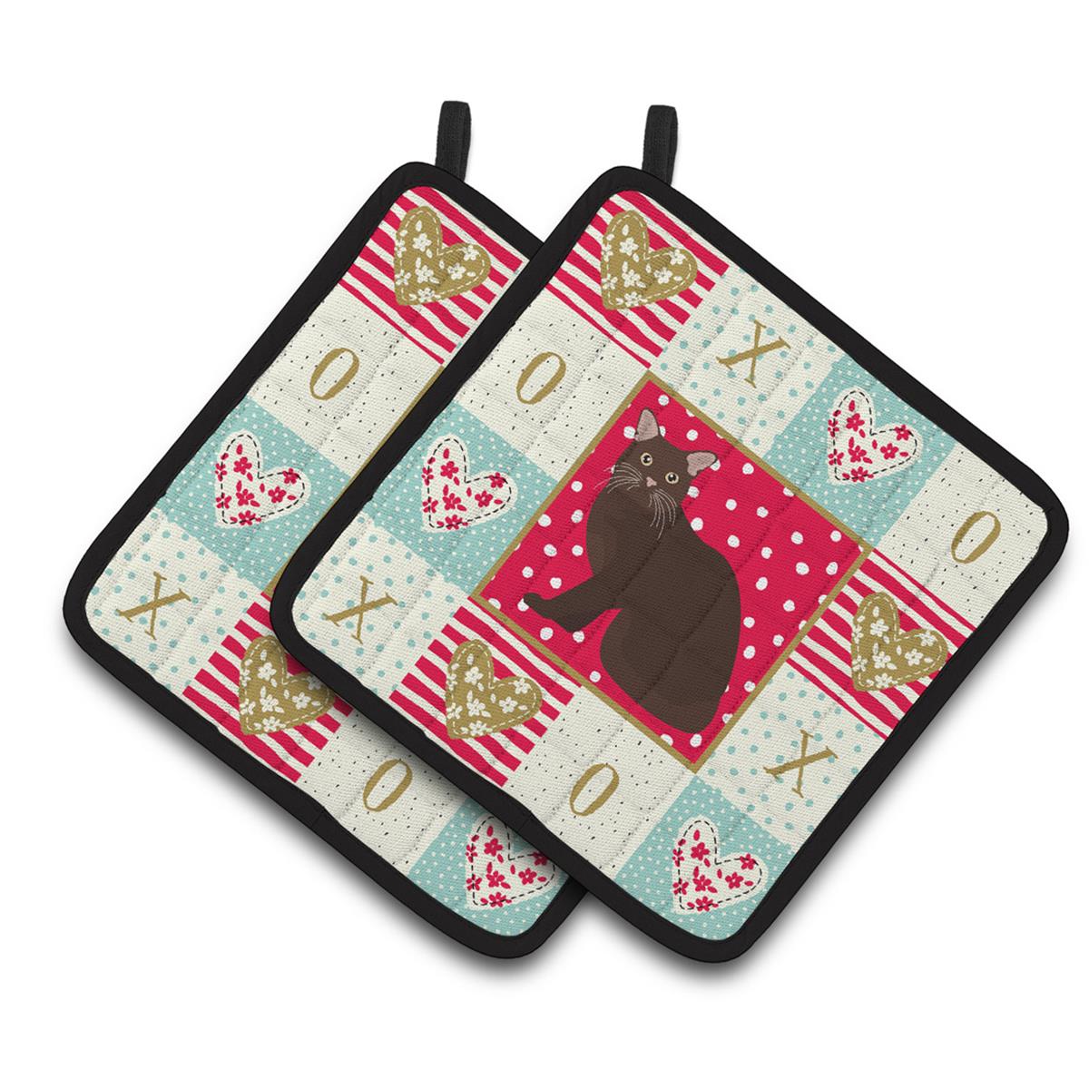CK5748PTHD 7.5 x 7.5 in. Burmese No.2 Cat Love Pair of Pot Holders