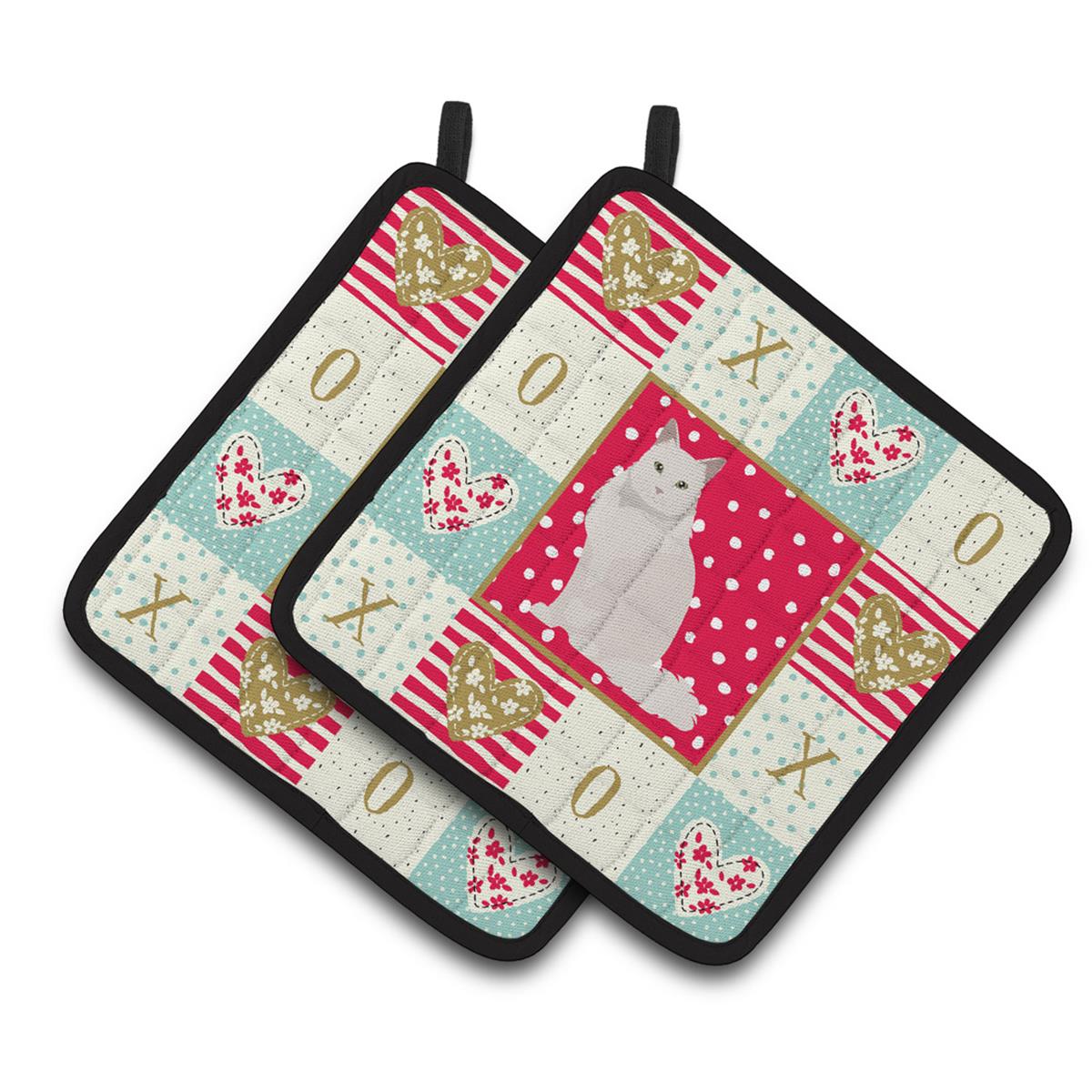 CK5751PTHD 7.5 x 7.5 in. Chantilly Tiffany Cat Love Pair of Pot Holders