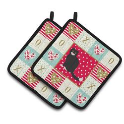 7.5 x 7.5 in. Foldex Exotic Fold No.2 Cat Love Pair of Pot Holders