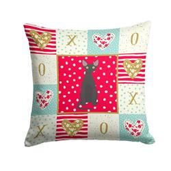 Picture of Carolines Treasures CK5758PW1414 14 x 3 x 14 in. Devon Rex No.3 Cat Love Fabric Decorative Pillow