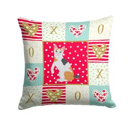 14 x 3 x 14 in. Japanese Bobtail Cat Love Fabric Decorative Pillow
