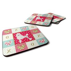 3.5 x 3.5 in. Poodle Love Foam Coaster - Set of 4