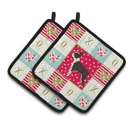 CK5915PTHD 7.5 x 7.5 in. Boston Terrier Love Pair of Pot Holders
