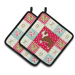 CK5926PTHD 7.5 x 7.5 in. English Bulldog Love Pair of Pot Holders