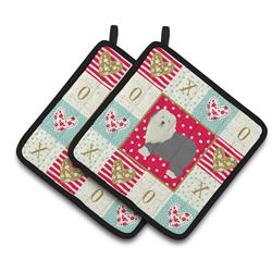 CK5942PTHD 7.5 x 7.5 in. Old English Sheepdog Love Pair of Pot Holders