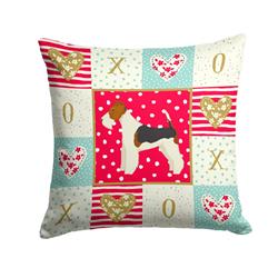 14 x 3 x 14 in. Fox Terrier Love Fabric Decorative Pillow