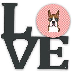 11.5 x 11.75 in. Checkerboard Pink Boxer Metal Artwork Love Wall Decor