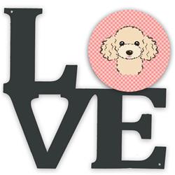 11.5 x 11.75 in. Checkerboard Pink Buff Poodle Metal Artwork Love Wall Decor