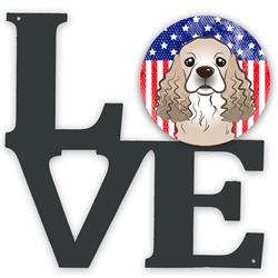 11.5 x 11.75 in. American Flag & Cocker Spaniel Metal Artwork Love Wall Decor