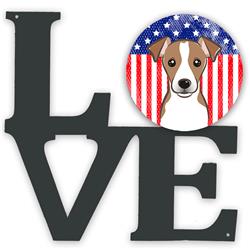 Picture of Carolines Treasures BB2190WALV 11.5 x 11.75 in. American Flag & Jack Russell Terrier Metal Artwork Love Wall Decor