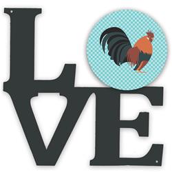 11.5 x 11.75 in. Dutch Bantam Chicken Blue Check Metal Artwork Love Wall Decor