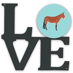 11.5 x 11.75 in. Mule Blue Check Metal Artwork Love Wall Decor