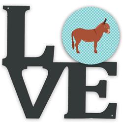 11.5 x 11.75 in. Irish Donkey Blue Check Metal Artwork Love Wall Decor