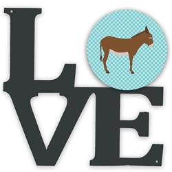 11.5 x 11.75 in. Cotentin Donkey Blue Check Metal Artwork Love Wall Decor
