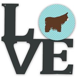 11.5 x 11.75 in. Poitou Poiteuin Donkey Blue Check Metal Artwork Love Wall Decor