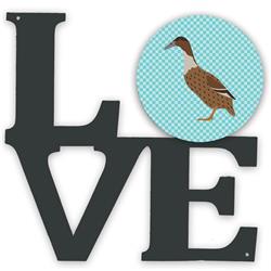 11.5 x 11.75 in. Dutch Hook Bill Duck Blue Check Metal Artwork Love Wall Decor