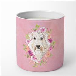 10 oz Wheaten Terrier Pink Flowers Decorative Soy Candle