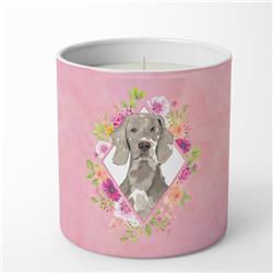 10 oz Weimaraner Pink Flowers Decorative Soy Candle
