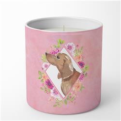 10 oz Dachshund Pink Flowers Decorative Soy Candle